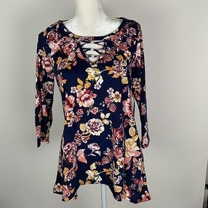Women's floral Top Blouse Black Small